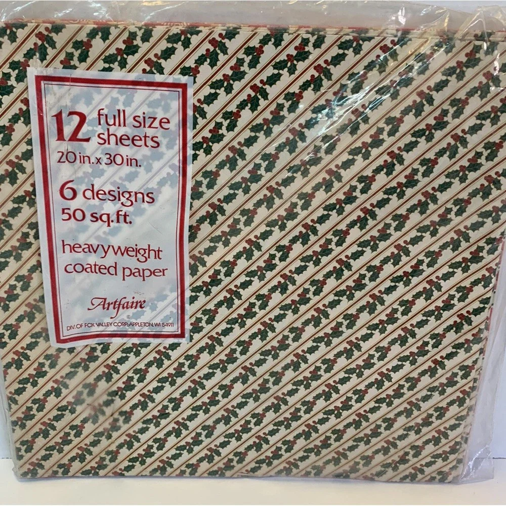 Vitg Artfaire 60 Sq. Ft. 12 Sheets Christmas Gift Wrap Wrapping Paper Gift Tags